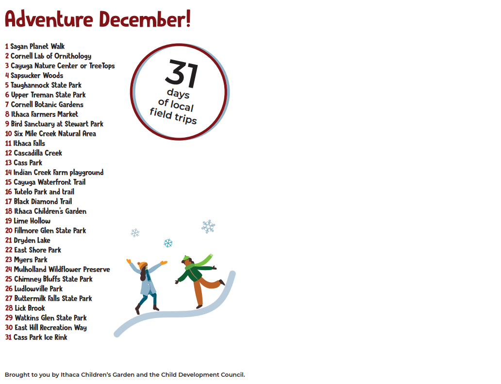 Adventure December Calendar Ithaca Children's Garden